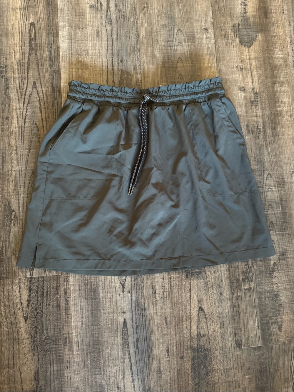 Apana Olive Green Drawstring Mini Skirt